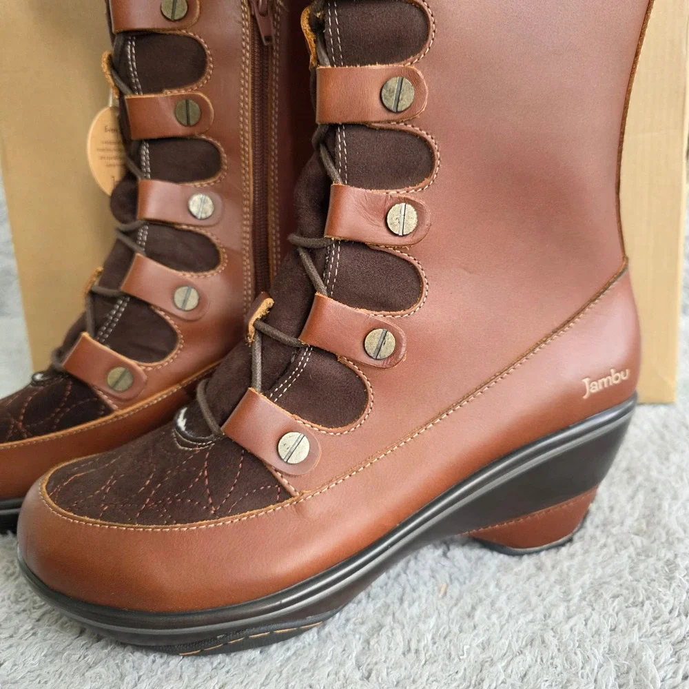 Jambu Cruise Encore Leather Suede Lace Up Wedge Snow Boots Women's‎ 9.5 NEW